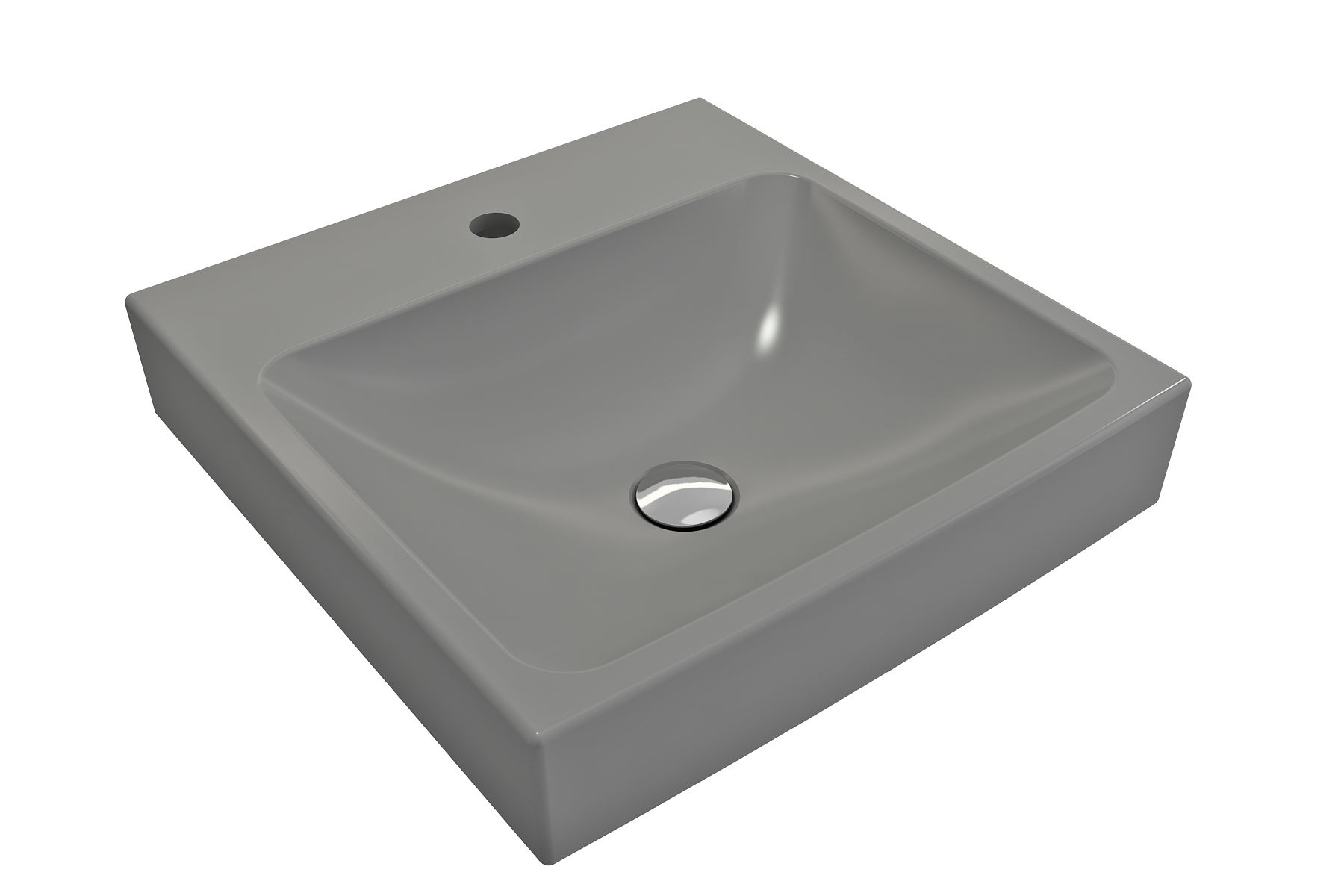 BOCCHI Scala 19" Square Wallmount Fireclay Bathroom Sink, Matte Gray, Single Faucet Hole, 1076-006-0126