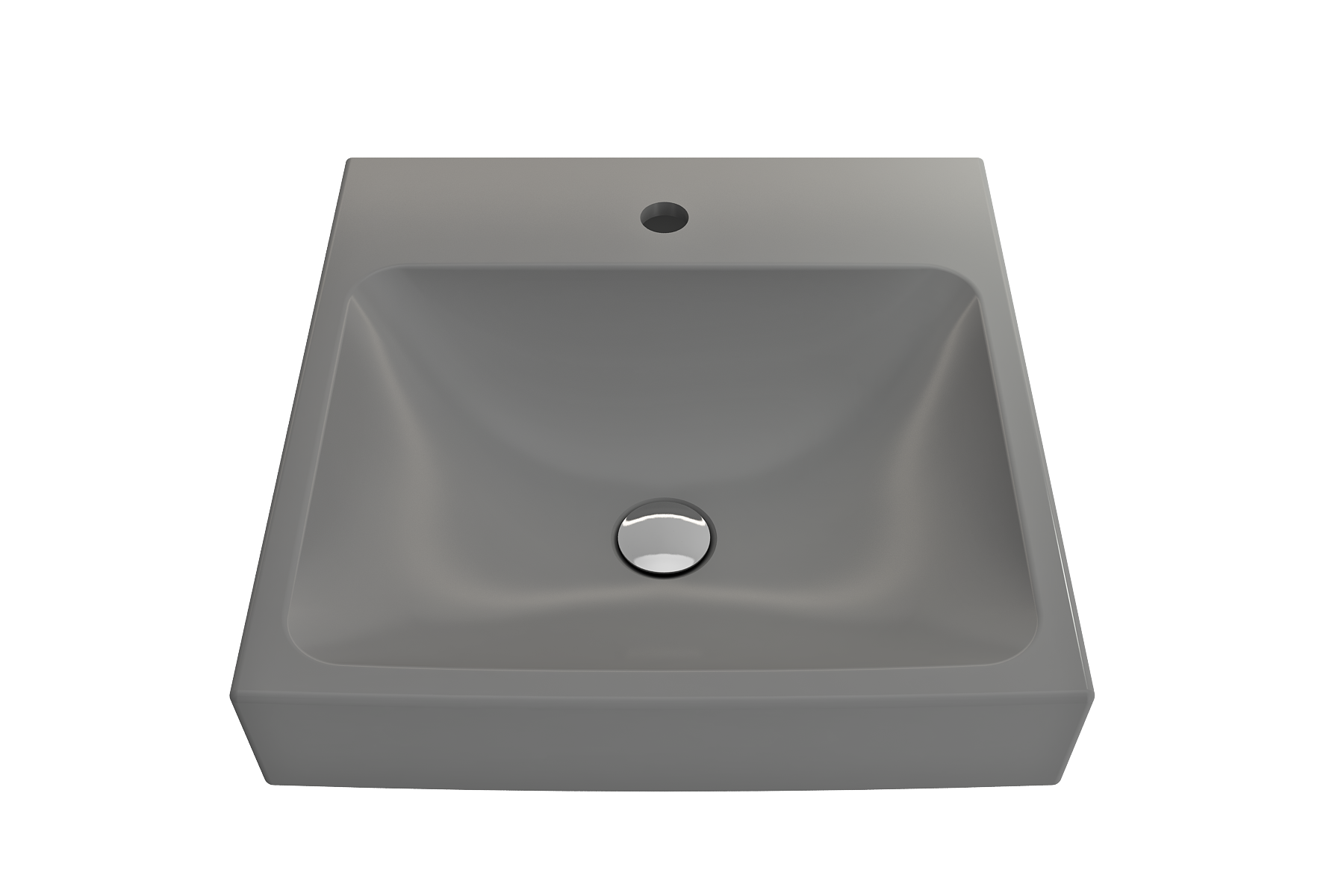 BOCCHI Scala 19" Square Wallmount Fireclay Bathroom Sink, Matte Gray, Single Faucet Hole, 1076-006-0126