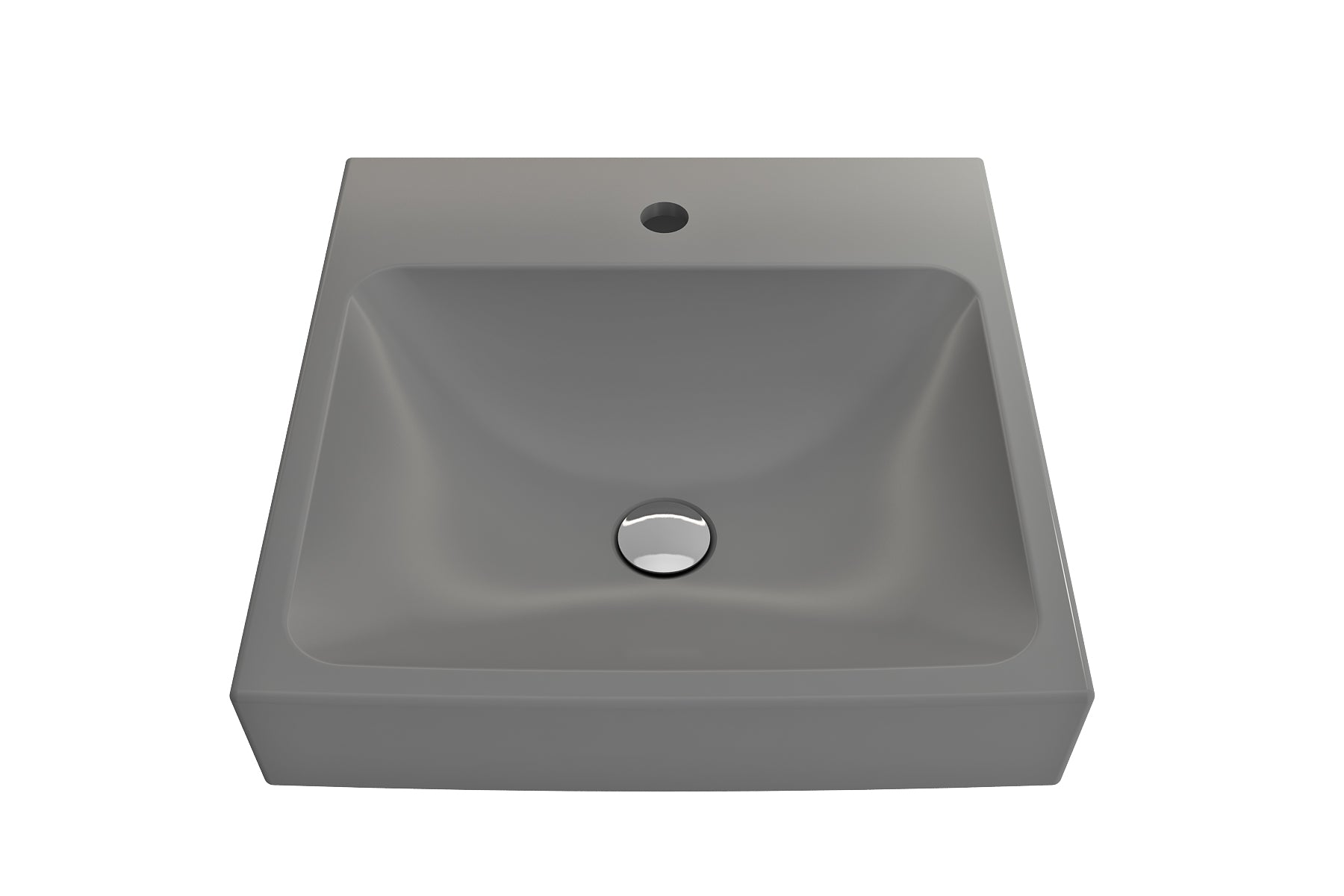 BOCCHI Scala 19" Square Wallmount Fireclay Bathroom Sink, Matte Gray, Single Faucet Hole, 1076-006-0126