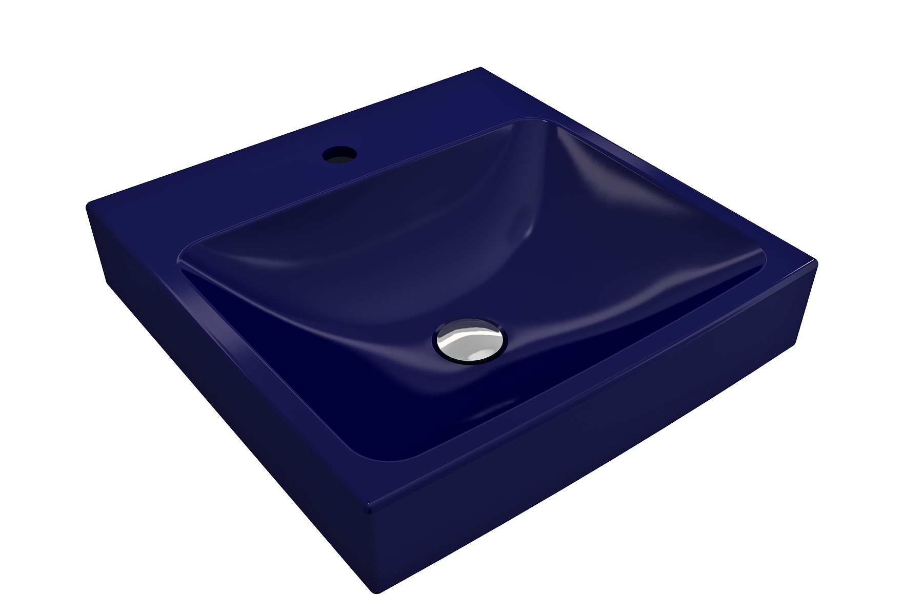 BOCCHI Scala 19" Square Wallmount Fireclay Bathroom Sink, Sapphire Blue, Single Faucet Hole, 1076-010-0126