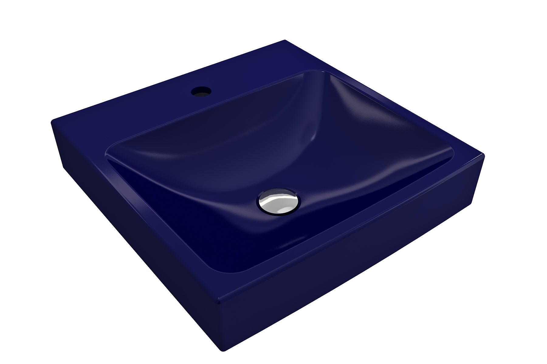 BOCCHI Scala 19" Square Wallmount Fireclay Bathroom Sink, Sapphire Blue, Single Faucet Hole, 1076-010-0126