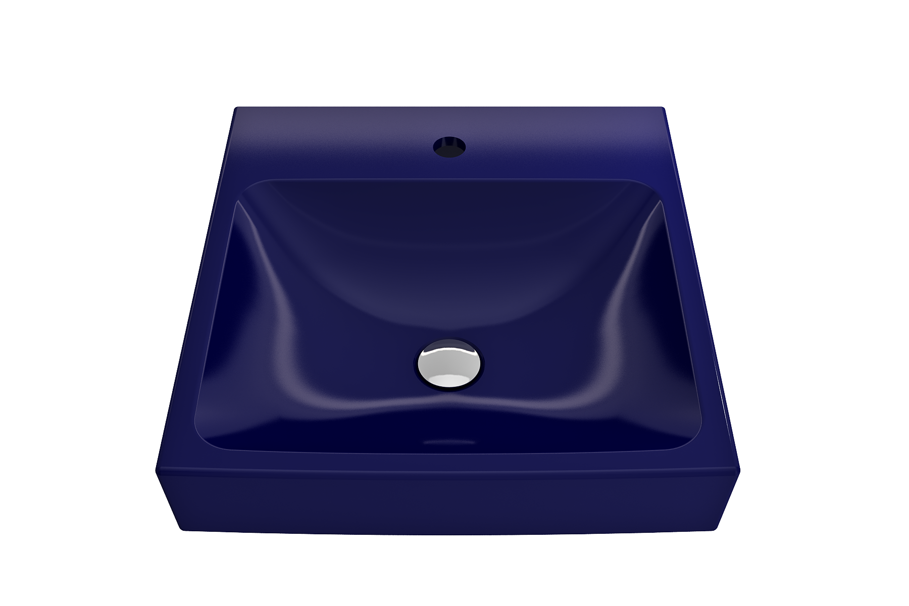 BOCCHI Scala 19" Square Wallmount Fireclay Bathroom Sink, Sapphire Blue, Single Faucet Hole, 1076-010-0126