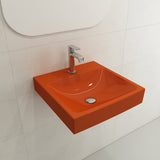 BOCCHI Scala 19" Square Wallmount Fireclay Bathroom Sink, Orange, Single Faucet Hole, 1076-012-0126