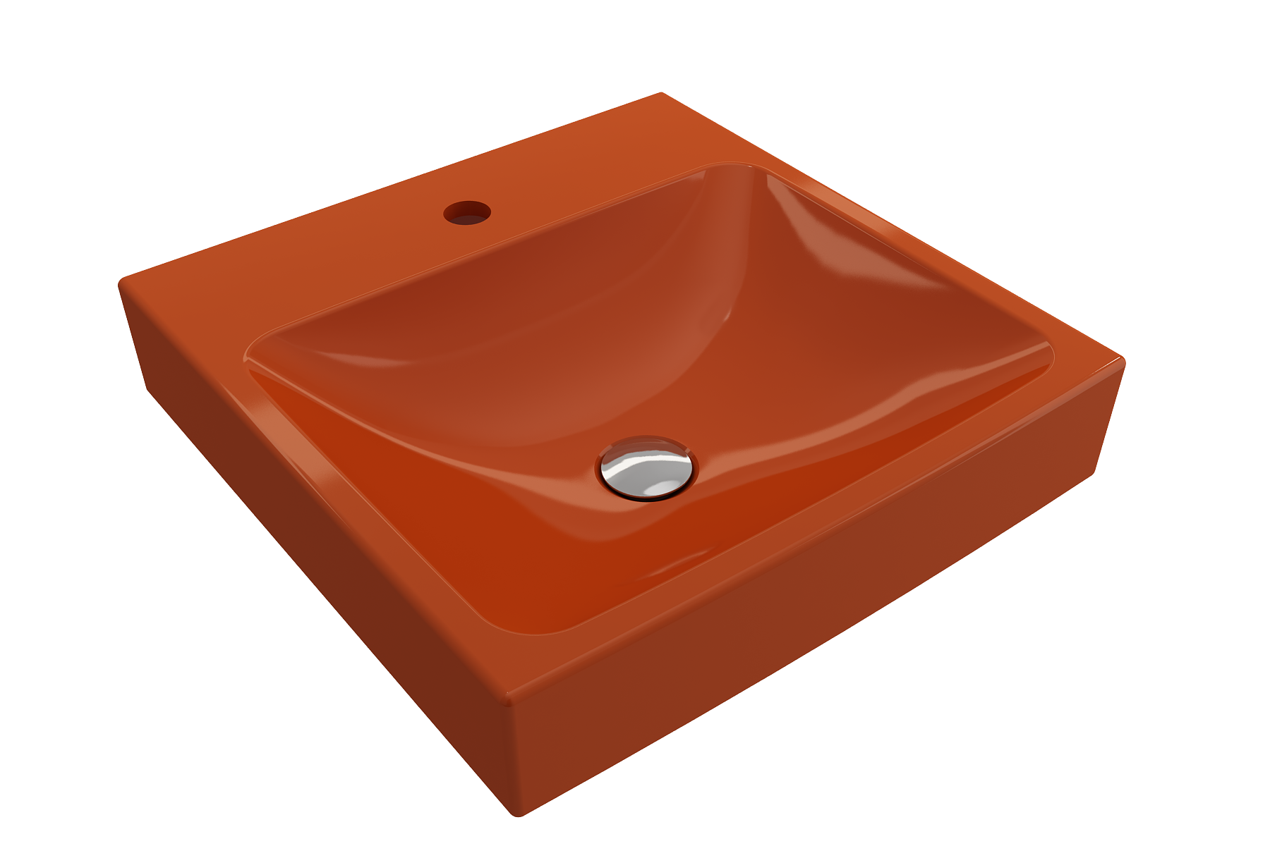 BOCCHI Scala 19" Square Wallmount Fireclay Bathroom Sink, Orange, Single Faucet Hole, 1076-012-0126