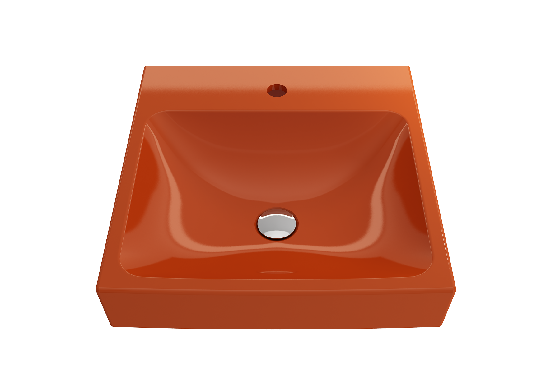 BOCCHI Scala 19" Square Wallmount Fireclay Bathroom Sink, Orange, Single Faucet Hole, 1076-012-0126