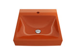 BOCCHI Scala 19" Square Wallmount Fireclay Bathroom Sink, Orange, Single Faucet Hole, 1076-012-0126