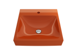 BOCCHI Scala 19" Square Wallmount Fireclay Bathroom Sink, Orange, Single Faucet Hole, 1076-012-0126