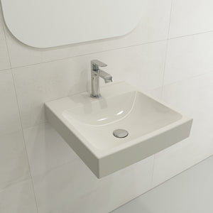 Alternate Image for BOCCHI Scala 19" Square Wallmount Fireclay Bathroom Sink, Biscuit, Single Faucet Hole, 1076-014-0126
