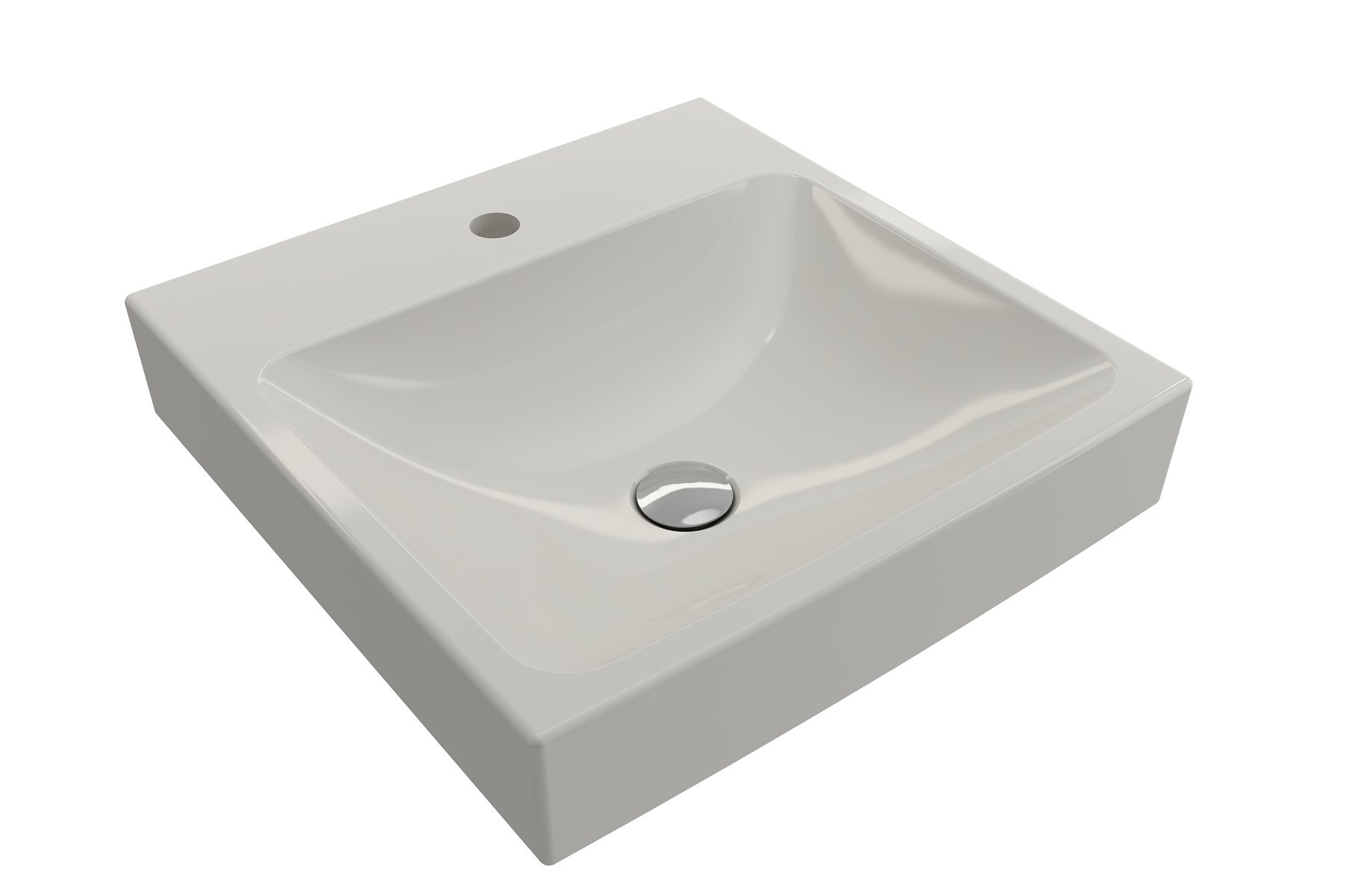 BOCCHI Scala 19" Square Wallmount Fireclay Bathroom Sink, Biscuit, Single Faucet Hole, 1076-014-0126