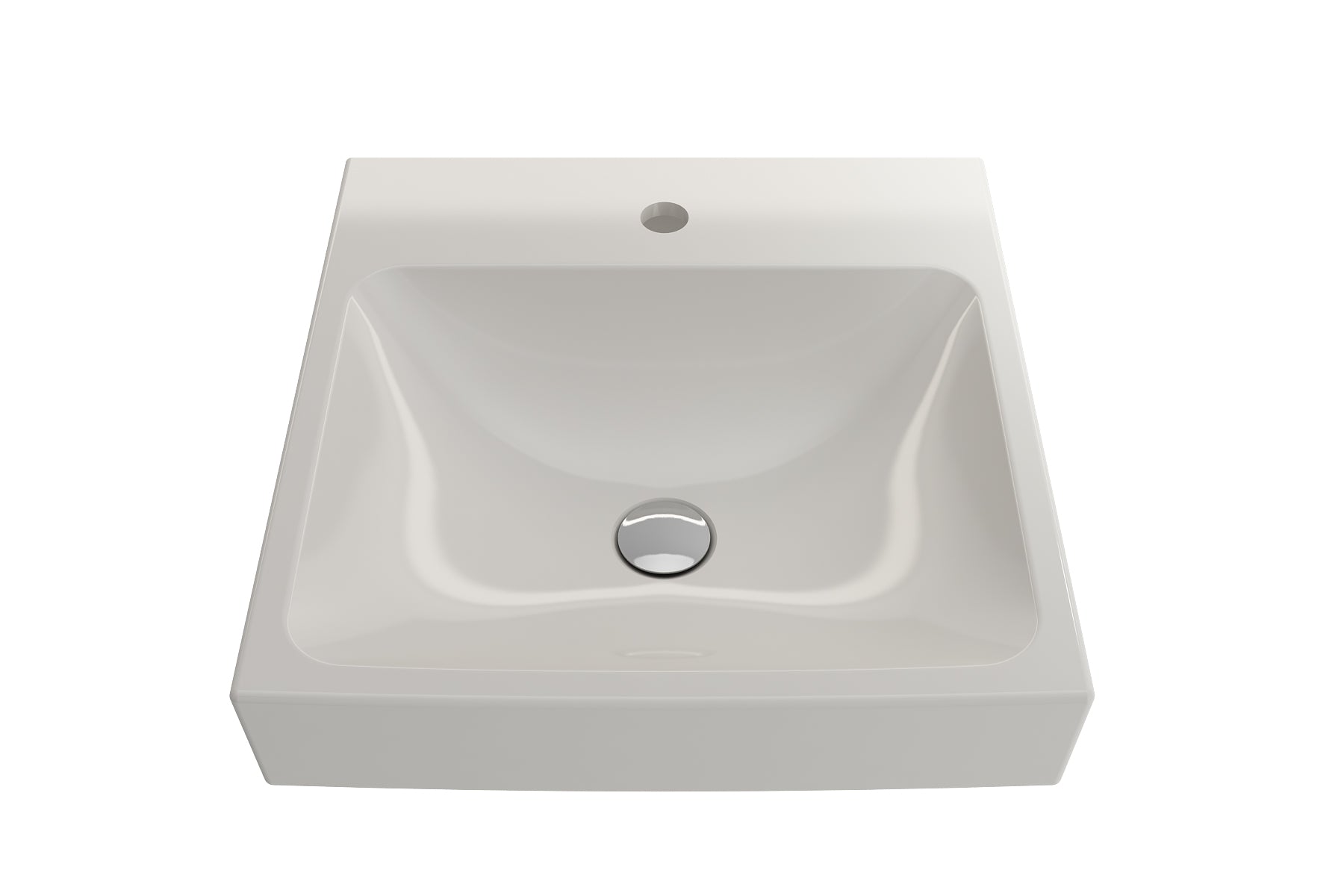 BOCCHI Scala 19" Square Wallmount Fireclay Bathroom Sink, Biscuit, Single Faucet Hole, 1076-014-0126