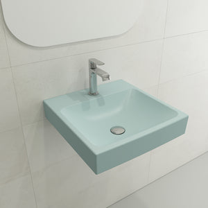 Alternate Image for BOCCHI Scala 19" Square Wallmount Fireclay Bathroom Sink, Matte Ice Blue, Single Faucet Hole, 1076-029-0126