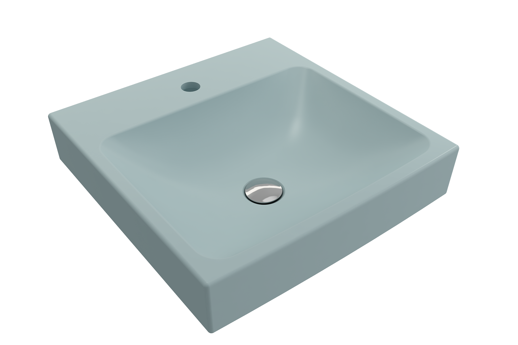 BOCCHI Scala 19" Square Wallmount Fireclay Bathroom Sink, Matte Ice Blue, Single Faucet Hole, 1076-029-0126