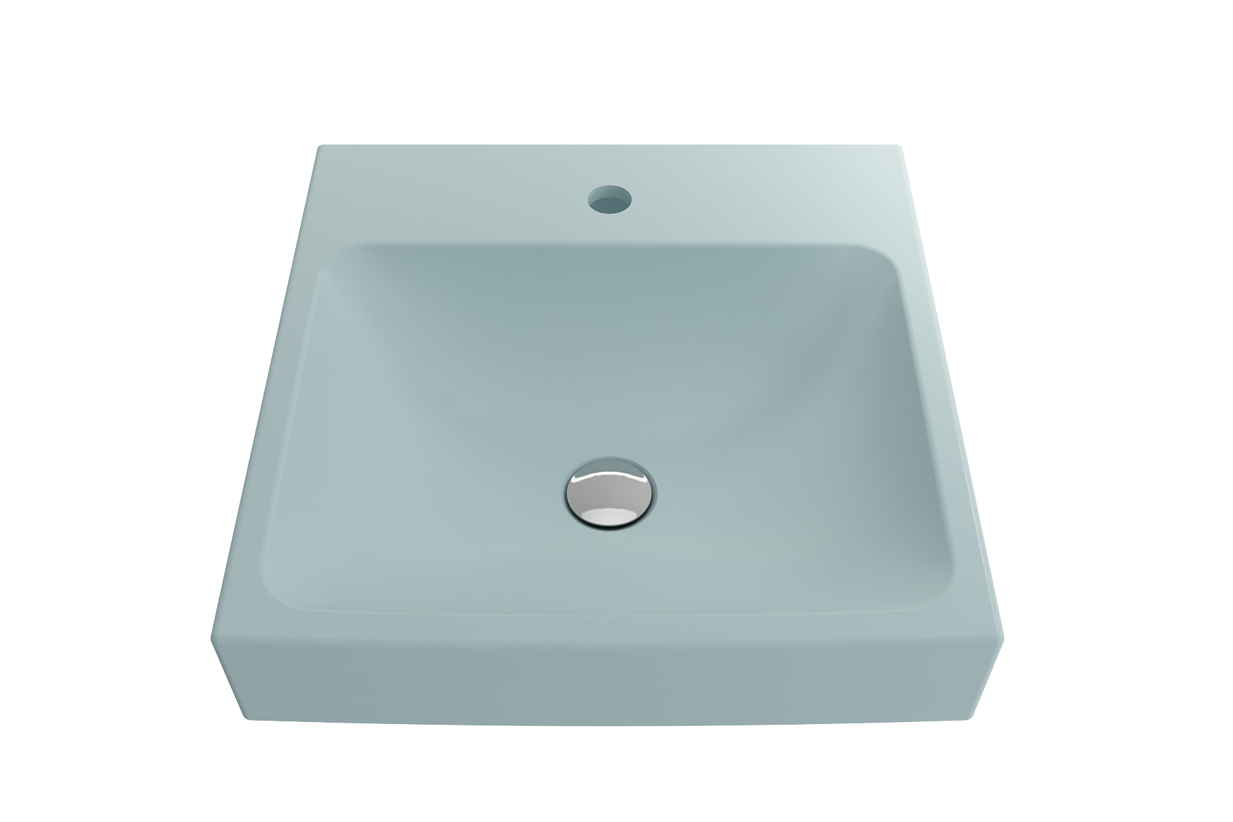 BOCCHI Scala 19" Square Wallmount Fireclay Bathroom Sink, Matte Ice Blue, Single Faucet Hole, 1076-029-0126