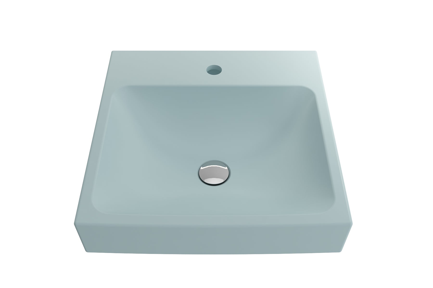 BOCCHI Scala 19" Square Wallmount Fireclay Bathroom Sink, Matte Ice Blue, Single Faucet Hole, 1076-029-0126