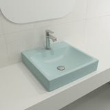 BOCCHI Scala 19" Square Wallmount Fireclay Bathroom Sink, Matte Ice Blue, Single Faucet Hole, 1076-029-0126
