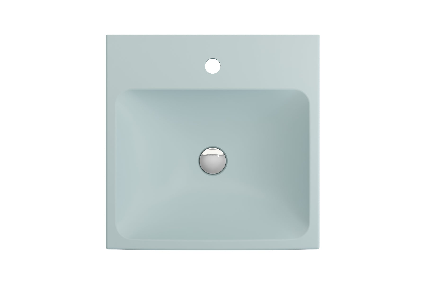 BOCCHI Scala 19" Square Wallmount Fireclay Bathroom Sink, Matte Ice Blue, Single Faucet Hole, 1076-029-0126