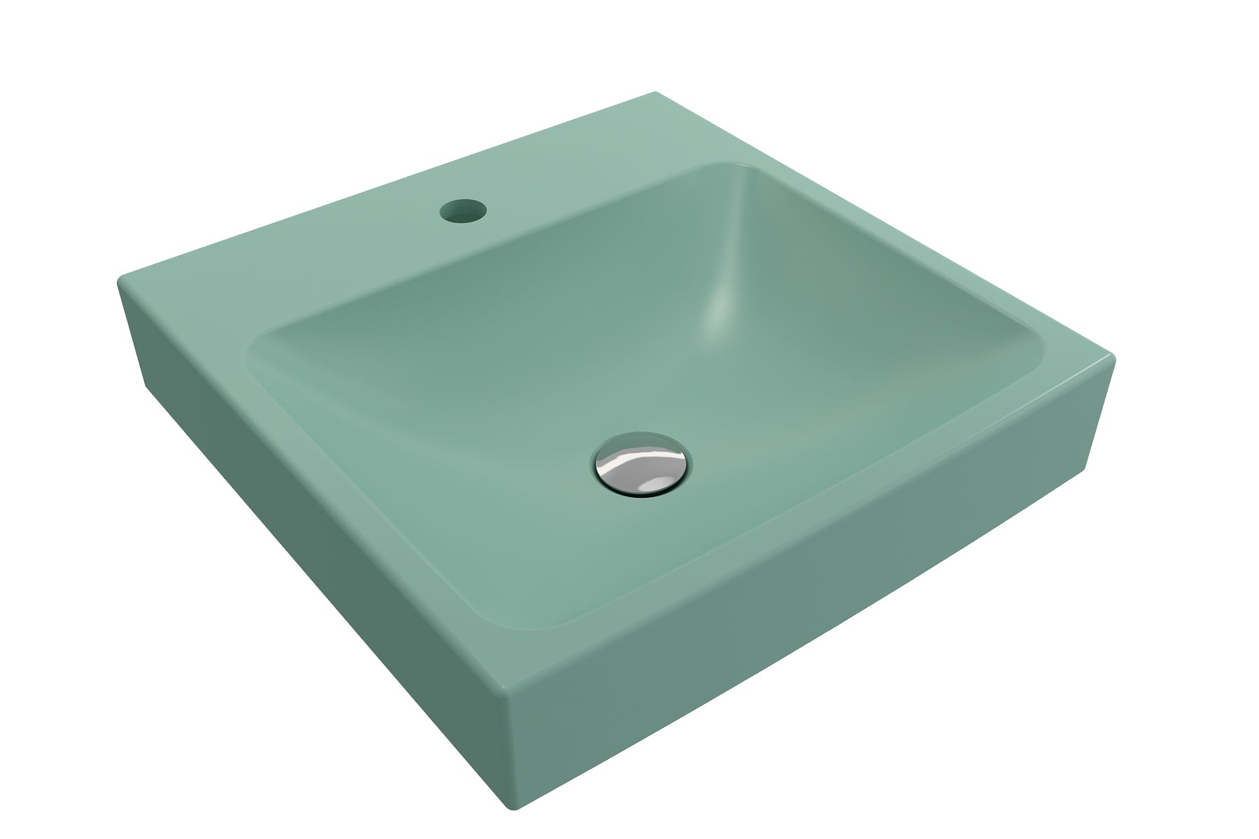 BOCCHI Scala 19" Square Wallmount Fireclay Bathroom Sink, Matte Mint Green, Single Faucet Hole, 1076-033-0126