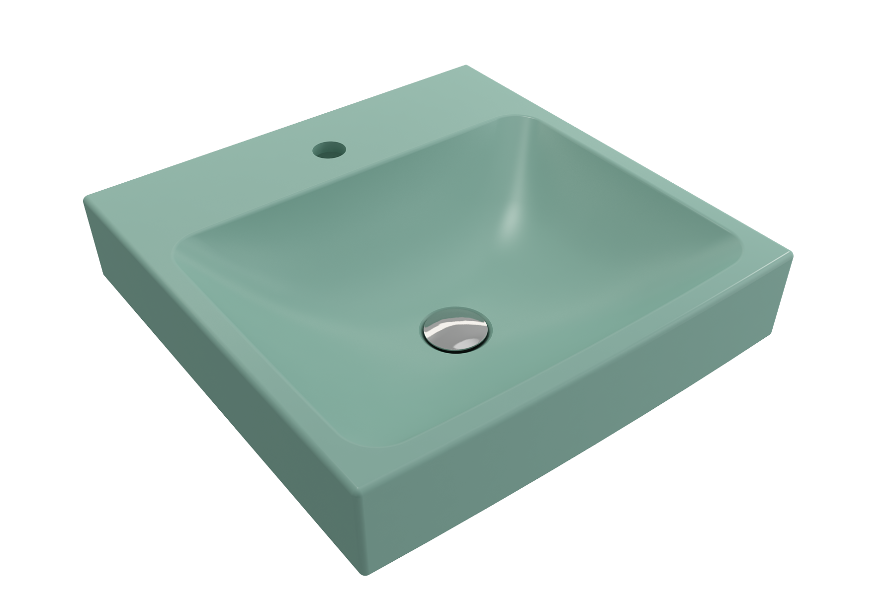 BOCCHI Scala 19" Square Wallmount Fireclay Bathroom Sink, Matte Mint Green, Single Faucet Hole, 1076-033-0126
