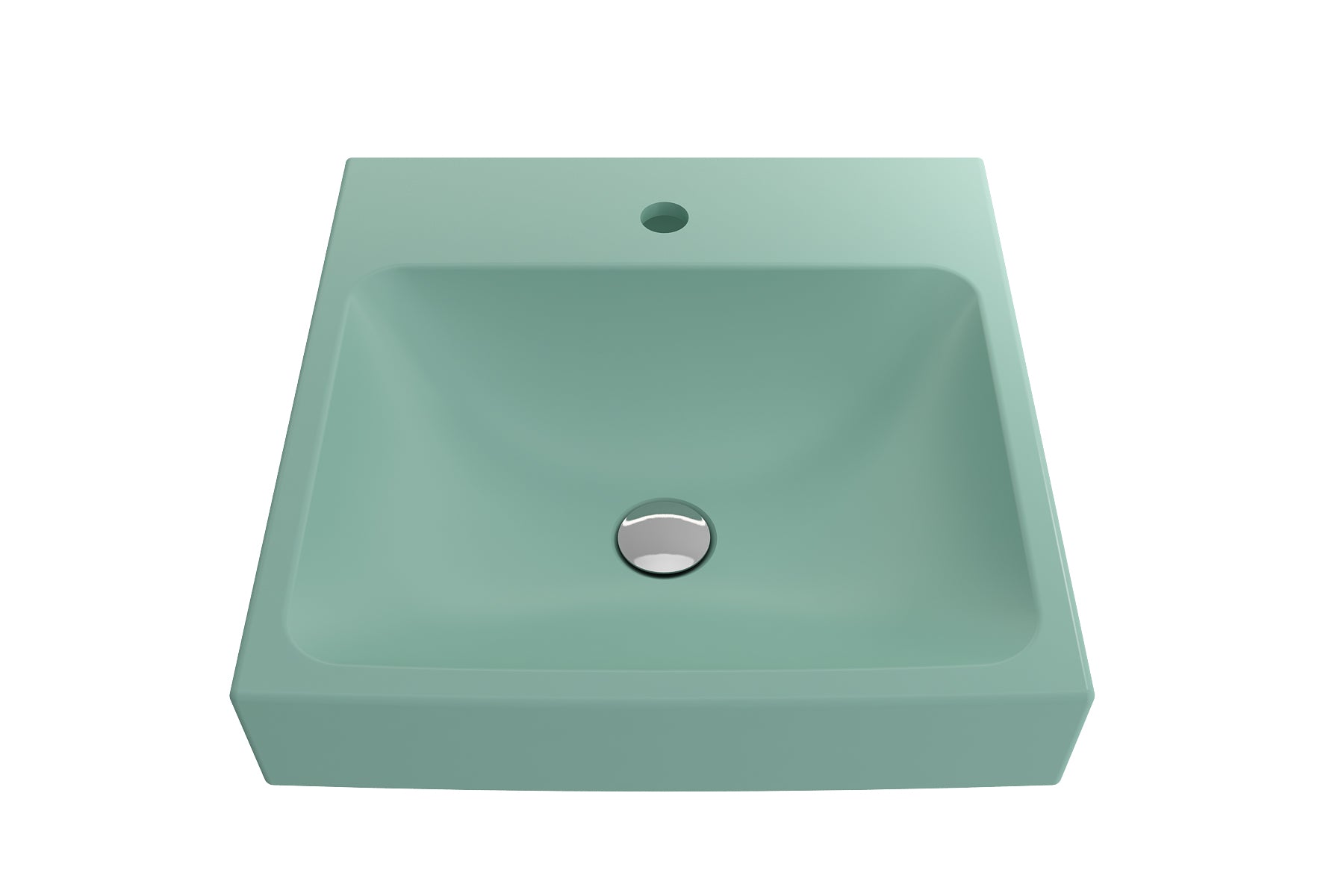 BOCCHI Scala 19" Square Wallmount Fireclay Bathroom Sink, Matte Mint Green, Single Faucet Hole, 1076-033-0126