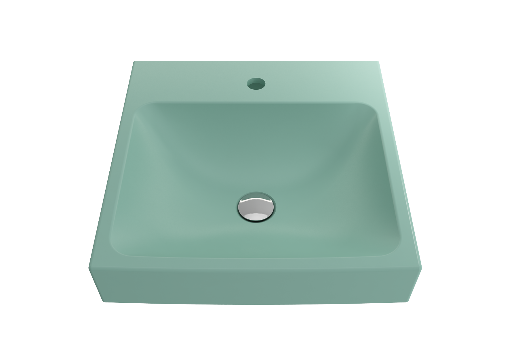 BOCCHI Scala 19" Square Wallmount Fireclay Bathroom Sink, Matte Mint Green, Single Faucet Hole, 1076-033-0126