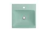 BOCCHI Scala 19" Square Wallmount Fireclay Bathroom Sink, Matte Mint Green, Single Faucet Hole, 1076-033-0126