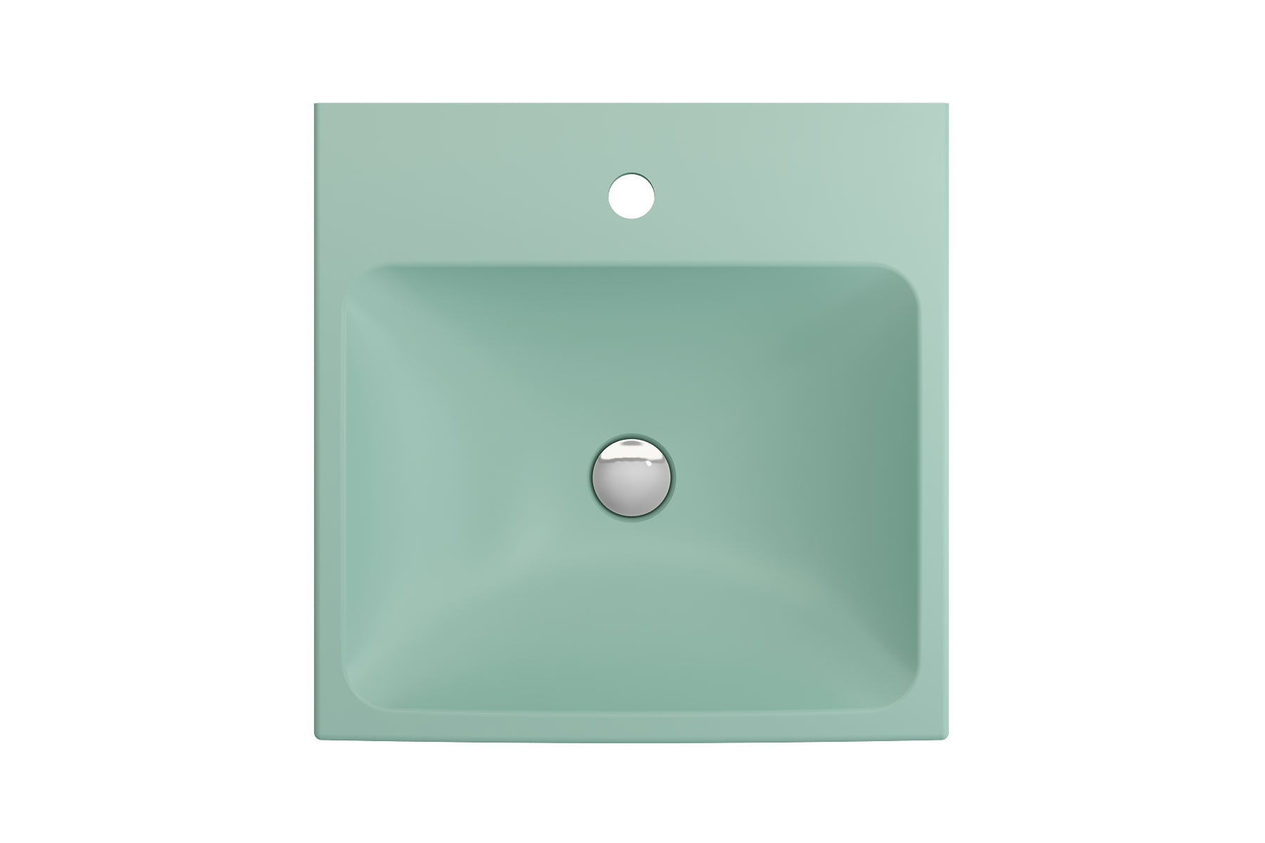 BOCCHI Scala 19" Square Wallmount Fireclay Bathroom Sink, Matte Mint Green, Single Faucet Hole, 1076-033-0126