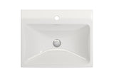 BOCCHI Scala 24" Rectangle Wallmount Fireclay Bathroom Sink, White, Single Faucet Hole, 1077-001-0126