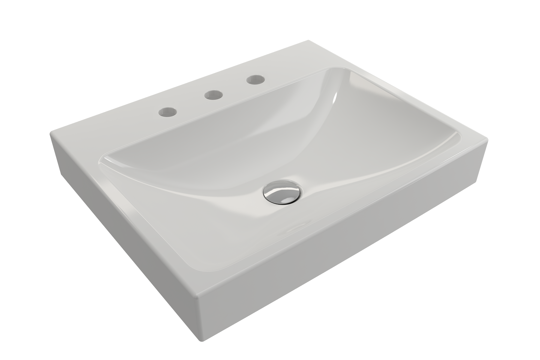 BOCCHI Scala 24" Rectangle Wallmount Fireclay Bathroom Sink, White, 3 Faucet Hole, 1077-001-0127