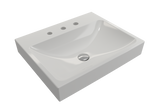 BOCCHI Scala 24" Rectangle Wallmount Fireclay Bathroom Sink, White, 3 Faucet Hole, 1077-001-0127