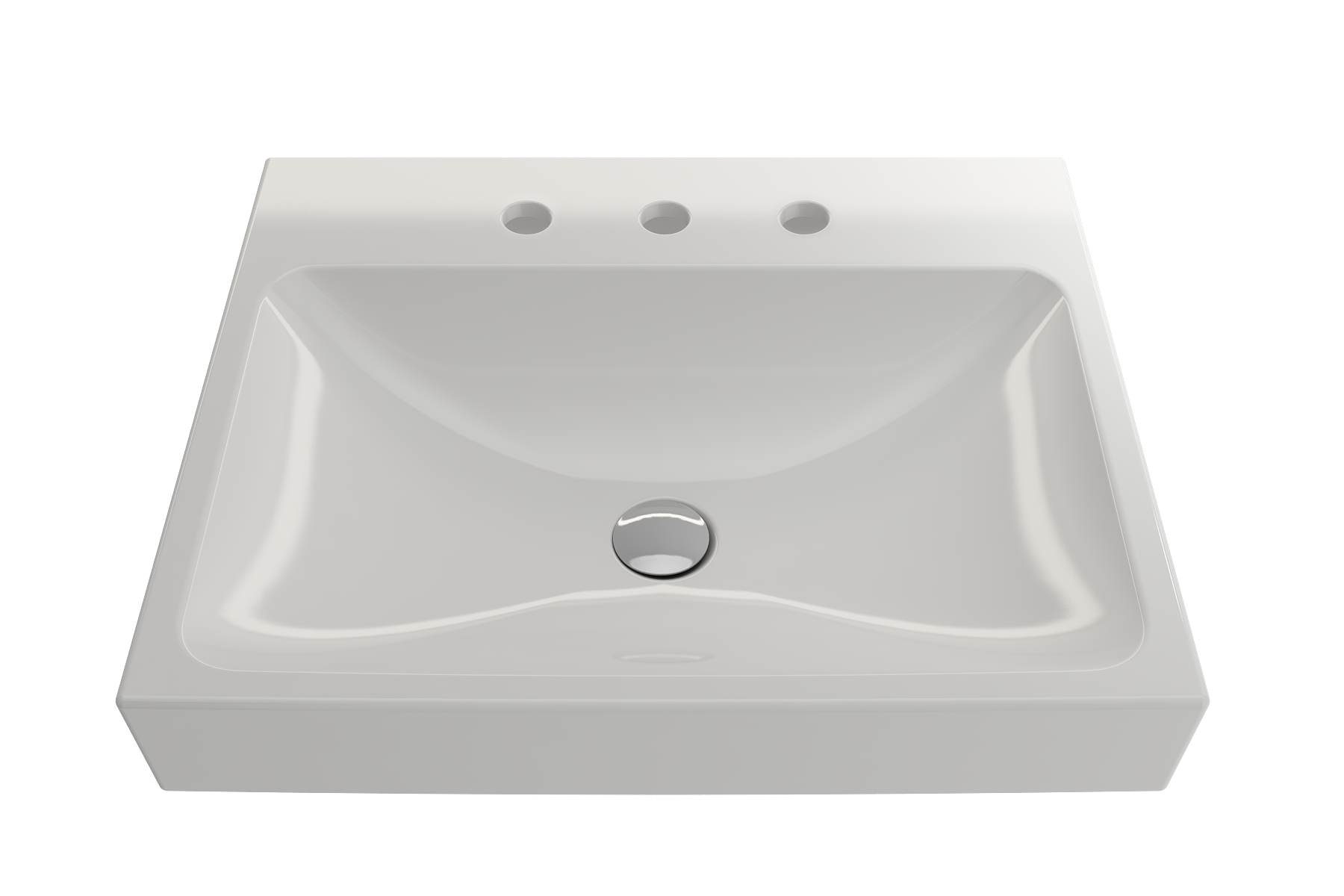 BOCCHI Scala 24" Rectangle Wallmount Fireclay Bathroom Sink, White, 3 Faucet Hole, 1077-001-0127