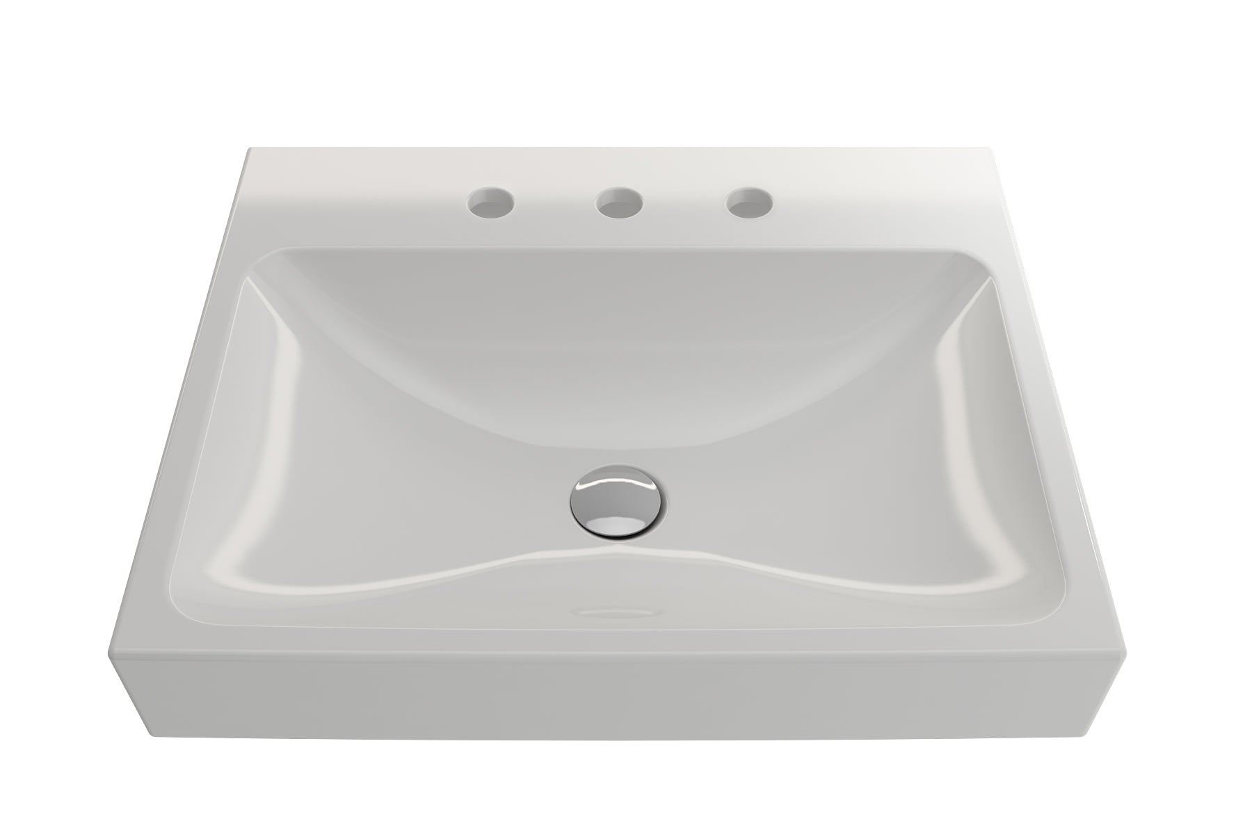 BOCCHI Scala 24" Rectangle Wallmount Fireclay Bathroom Sink, White, 3 Faucet Hole, 1077-001-0127