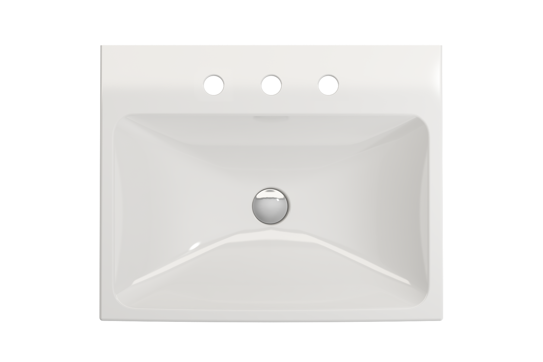 BOCCHI Scala 24" Rectangle Wallmount Fireclay Bathroom Sink, White, 3 Faucet Hole, 1077-001-0127