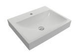 BOCCHI Scala 24" Rectangle Wallmount Fireclay Bathroom Sink, Matte White, Single Faucet Hole, 1077-002-0126