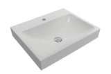 BOCCHI Scala 24" Rectangle Wallmount Fireclay Bathroom Sink, Matte White, Single Faucet Hole, 1077-002-0126