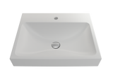 BOCCHI Scala 24" Rectangle Wallmount Fireclay Bathroom Sink, Matte White, Single Faucet Hole, 1077-002-0126