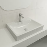 BOCCHI Scala 24" Rectangle Wallmount Fireclay Bathroom Sink, Matte White, Single Faucet Hole, 1077-002-0126