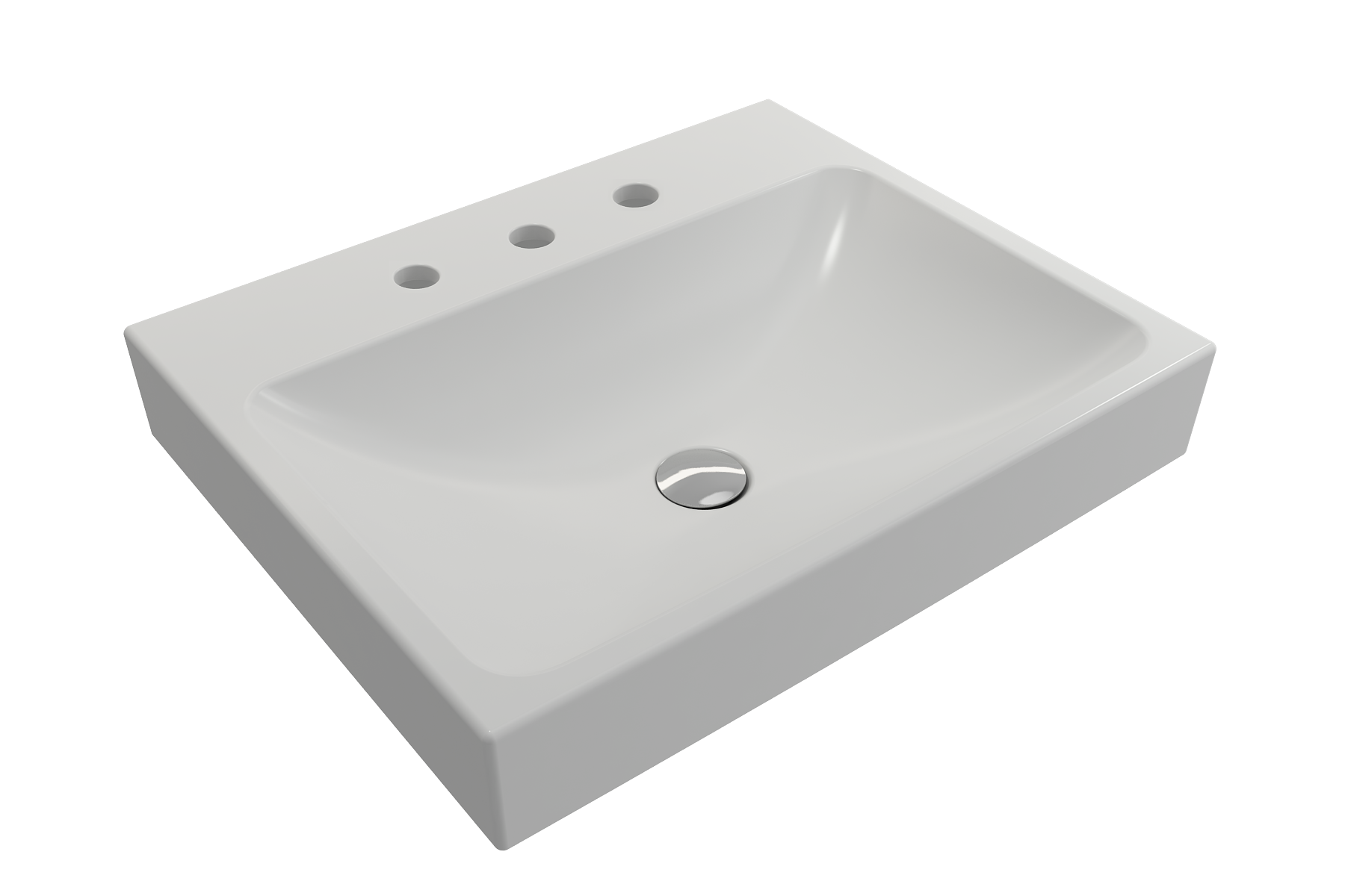 BOCCHI Scala 24" Rectangle Wallmount Fireclay Bathroom Sink, Matte White, 3 Faucet Hole, 1077-002-0127