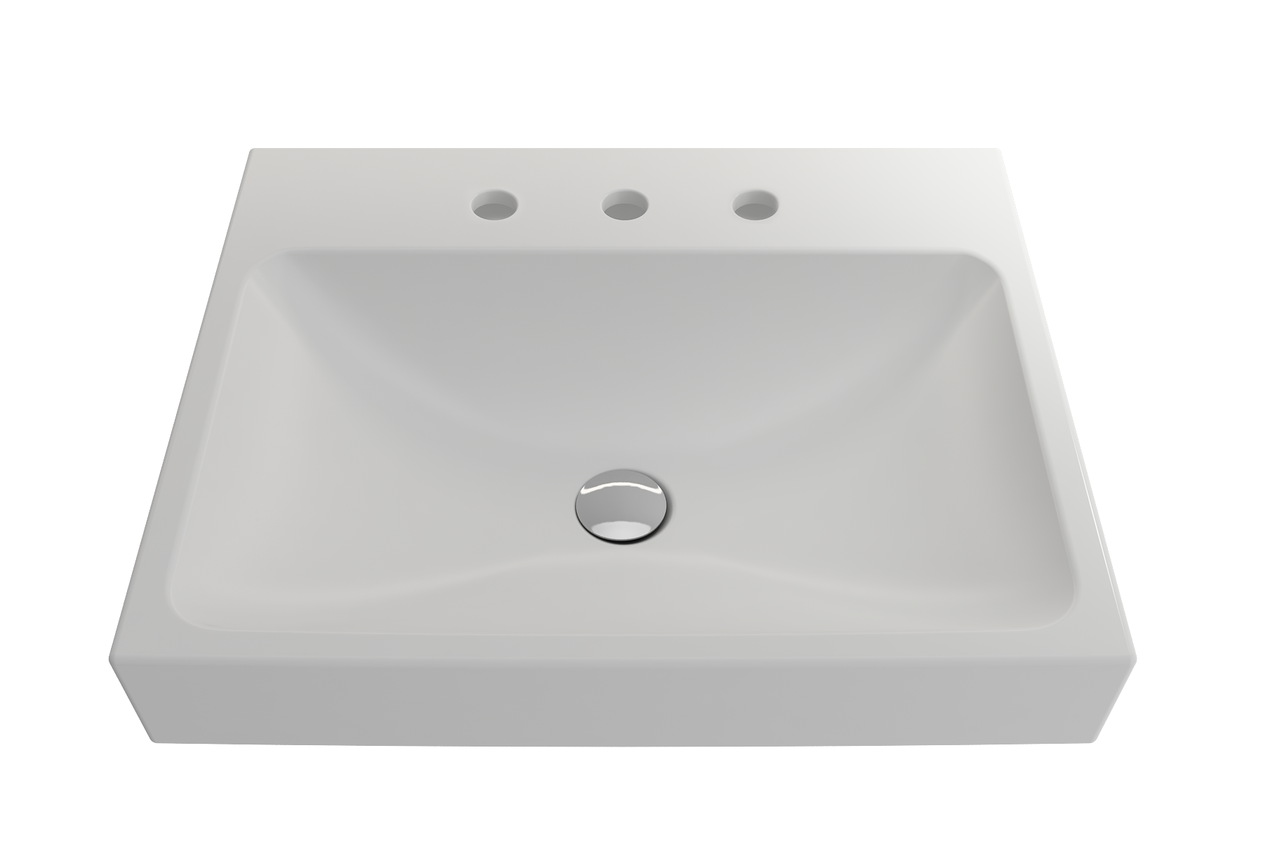 BOCCHI Scala 24" Rectangle Wallmount Fireclay Bathroom Sink, Matte White, 3 Faucet Hole, 1077-002-0127