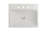 BOCCHI Scala 24" Rectangle Wallmount Fireclay Bathroom Sink, Matte White, 3 Faucet Hole, 1077-002-0127