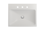 BOCCHI Scala 24" Rectangle Wallmount Fireclay Bathroom Sink, Matte White, 3 Faucet Hole, 1077-002-0127