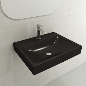 Alternate Image for BOCCHI Scala 24" Rectangle Wallmount Fireclay Bathroom Sink, Matte Black, Single Faucet Hole, 1077-004-0126