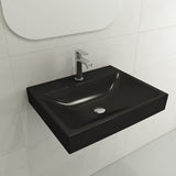 BOCCHI Scala 24" Rectangle Wallmount Fireclay Bathroom Sink, Matte Black, Single Faucet Hole, 1077-004-0126