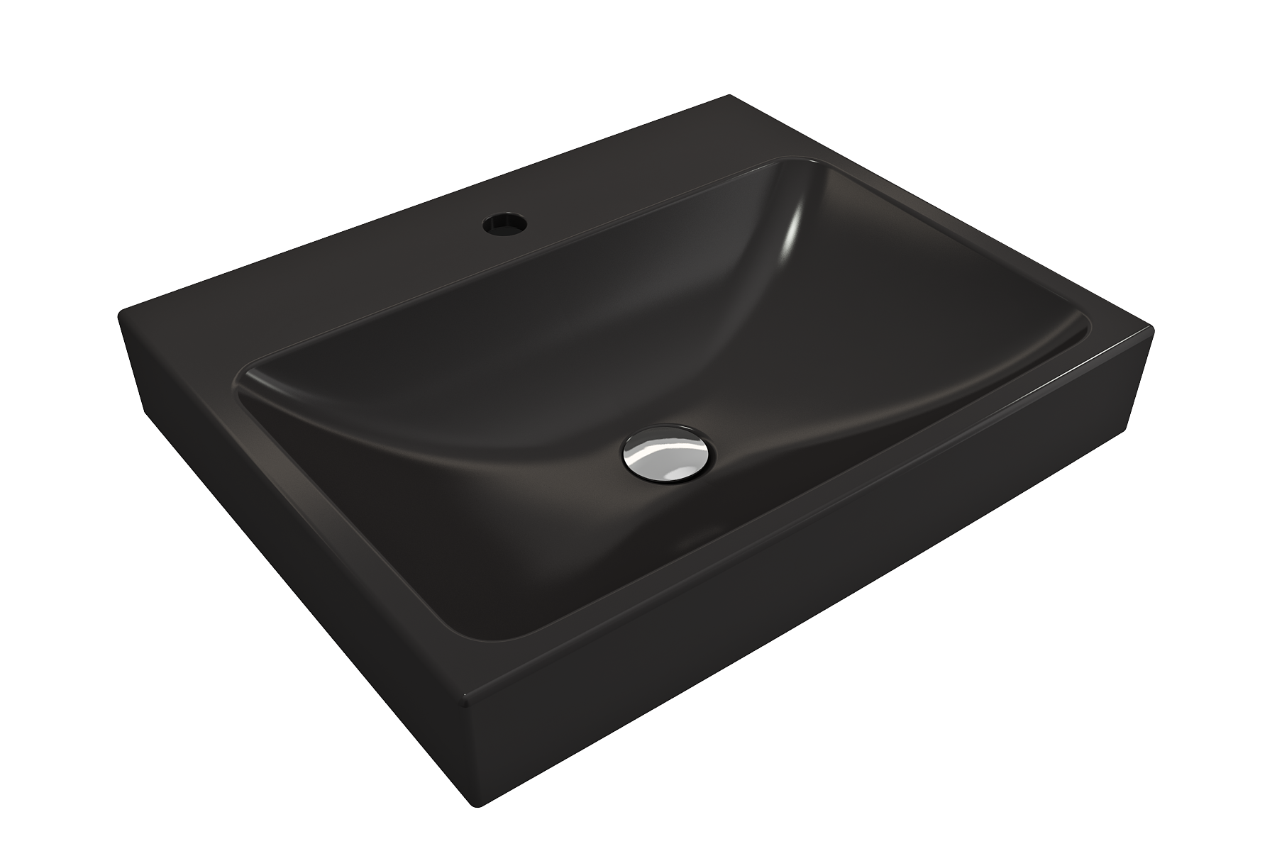 BOCCHI Scala 24" Rectangle Wallmount Fireclay Bathroom Sink, Matte Black, Single Faucet Hole, 1077-004-0126