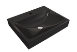 BOCCHI Scala 24" Rectangle Wallmount Fireclay Bathroom Sink, Matte Black, Single Faucet Hole, 1077-004-0126