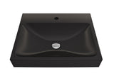 BOCCHI Scala 24" Rectangle Wallmount Fireclay Bathroom Sink, Matte Black, Single Faucet Hole, 1077-004-0126