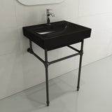 BOCCHI Scala 24" Rectangle Wallmount Fireclay Bathroom Sink, Matte Black, Single Faucet Hole, 1077-004-0126