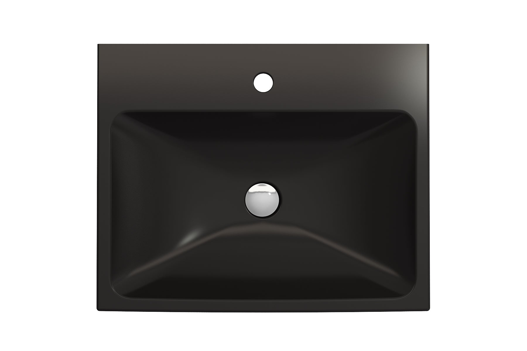 BOCCHI Scala 24" Rectangle Wallmount Fireclay Bathroom Sink, Matte Black, Single Faucet Hole, 1077-004-0126