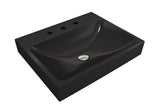 BOCCHI Scala 24" Rectangle Wallmount Fireclay Bathroom Sink, Matte Black, 3 Faucet Hole, 1077-004-0127