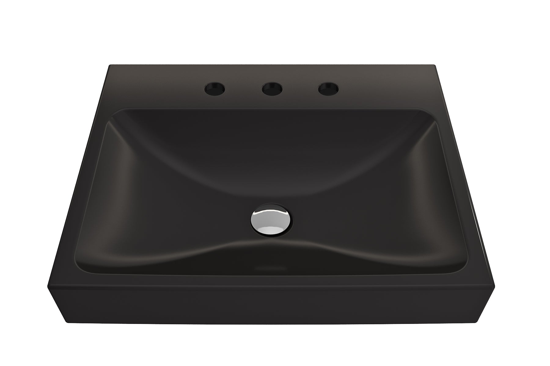 BOCCHI Scala 24" Rectangle Wallmount Fireclay Bathroom Sink, Matte Black, 3 Faucet Hole, 1077-004-0127