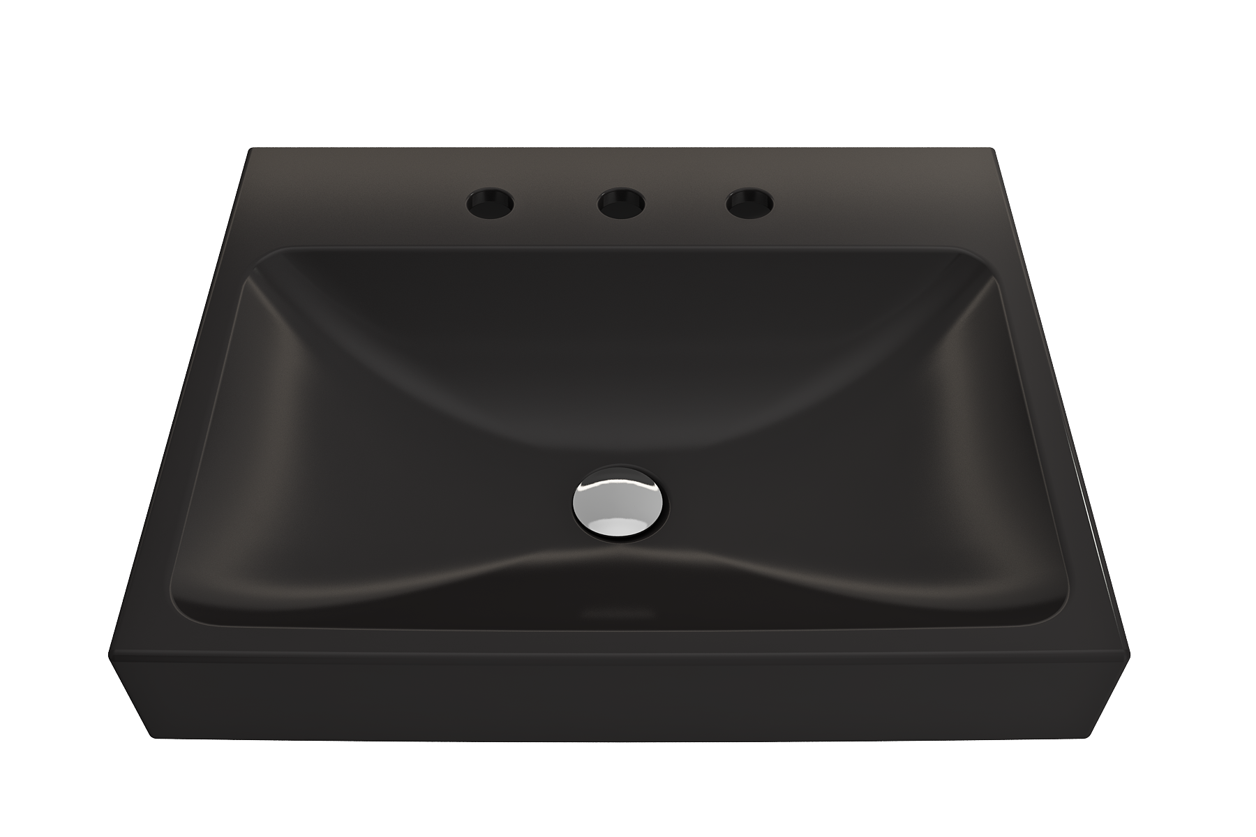 BOCCHI Scala 24" Rectangle Wallmount Fireclay Bathroom Sink, Matte Black, 3 Faucet Hole, 1077-004-0127
